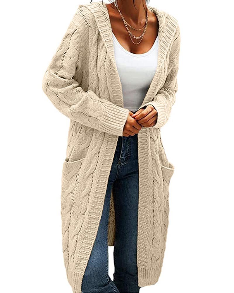 Women Hooded Open Front Cardigan