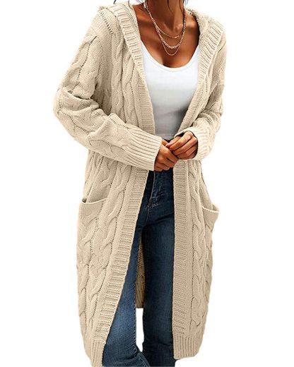 Women Hooded Open Front Cardigan