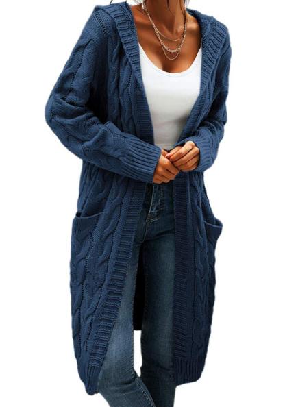 Women Hooded Open Front Cardigan