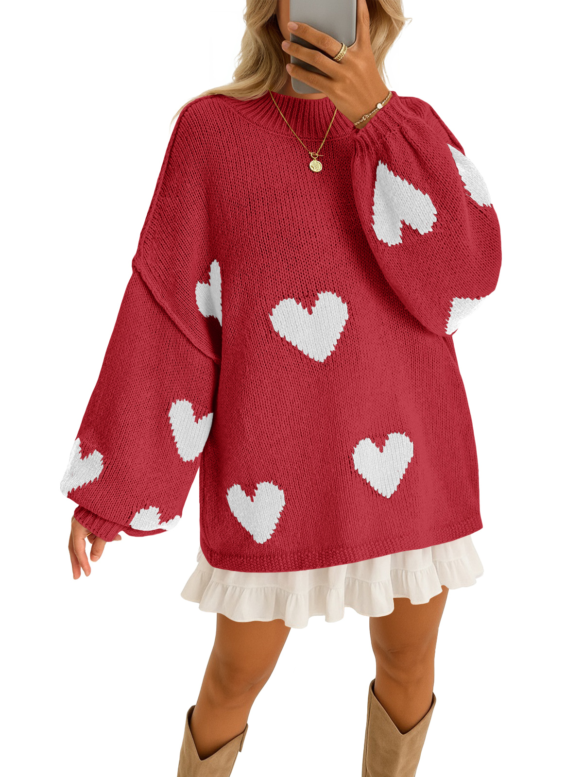 Womens Oversized Heart Sweater