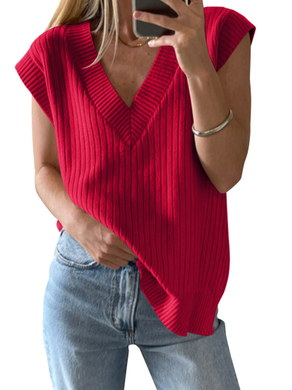 Oversized V Neck Sweater Vest