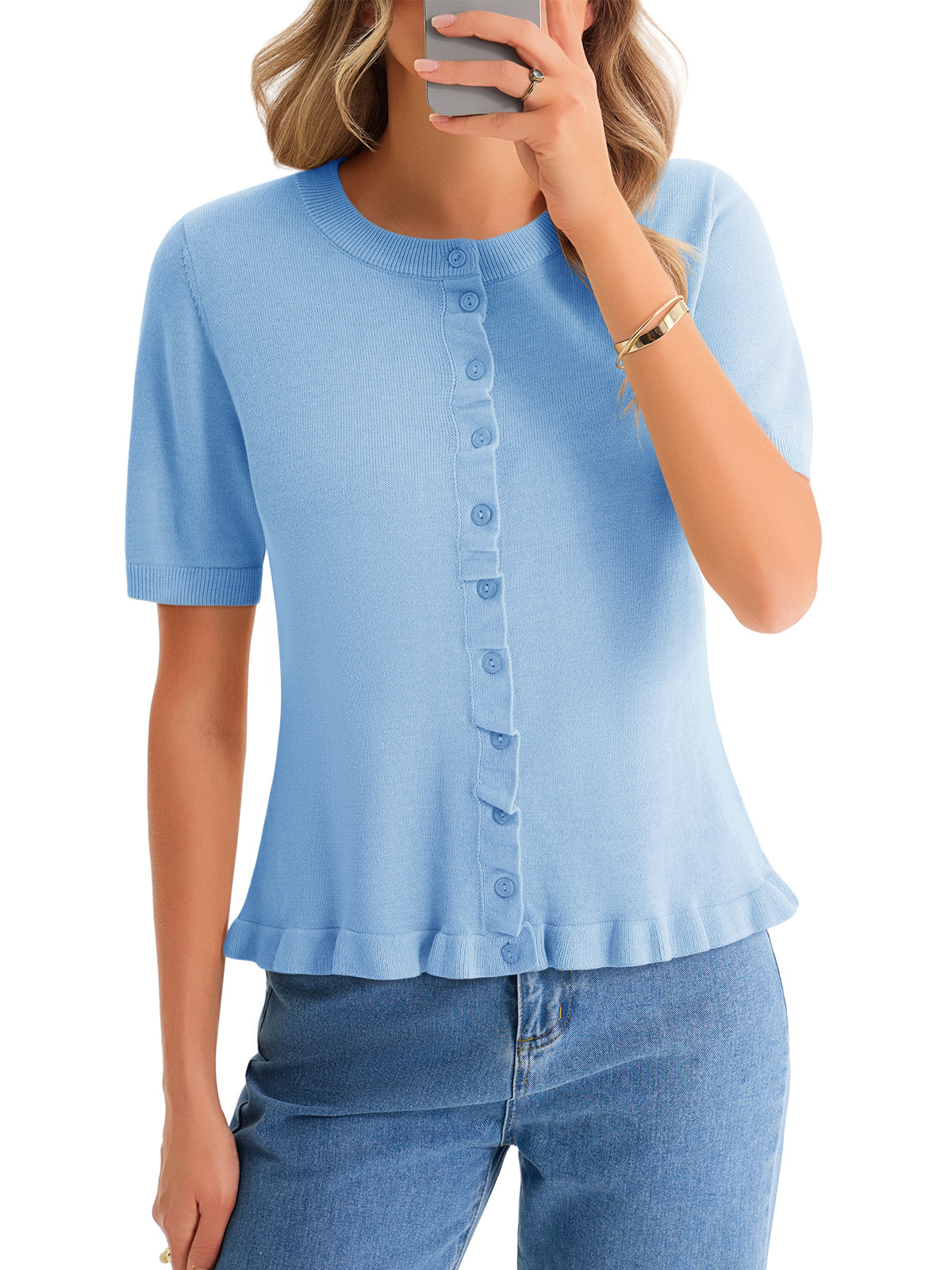 Womens Ruffle Cardigan