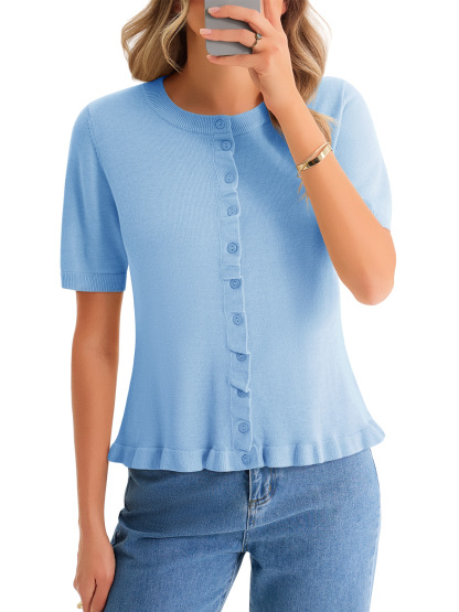 Womens Ruffle Cardigan