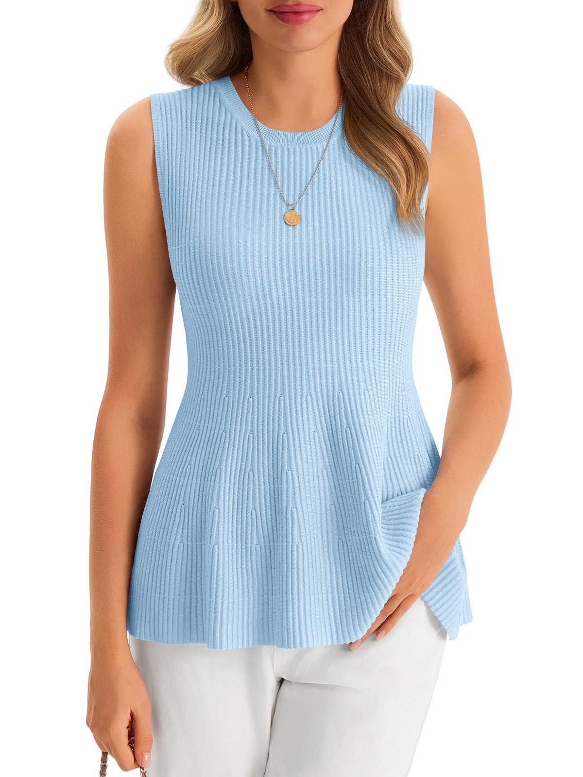 Womens Peplum Ribbed Tank Tops