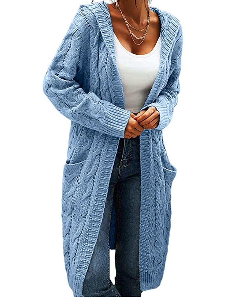 Women Hooded Open Front Cardigan