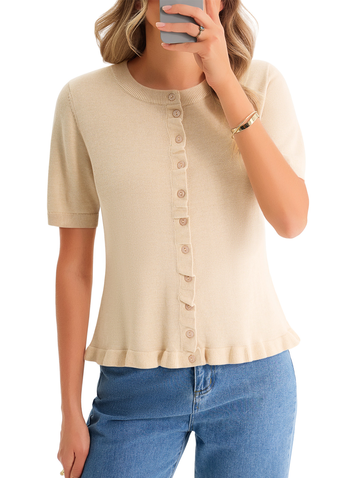 Womens Ruffle Cardigan