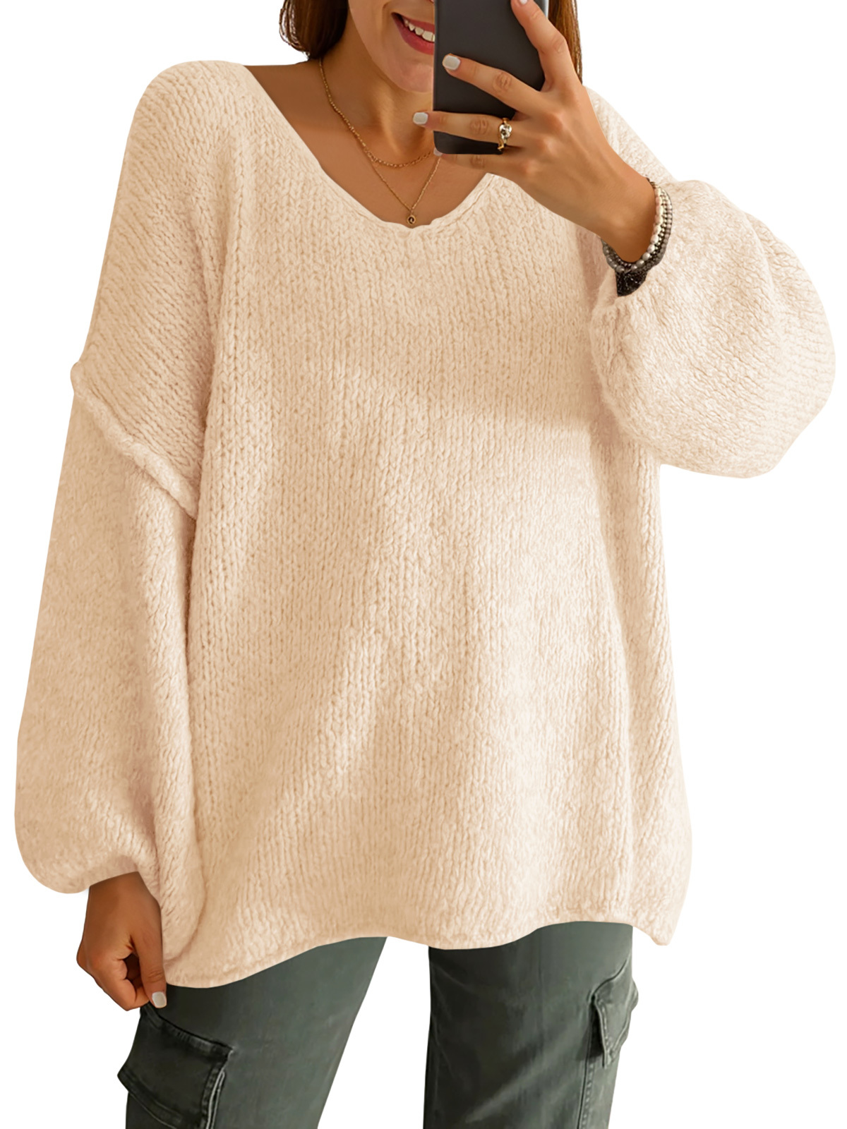 Womens Oversized V Neck Sweaters