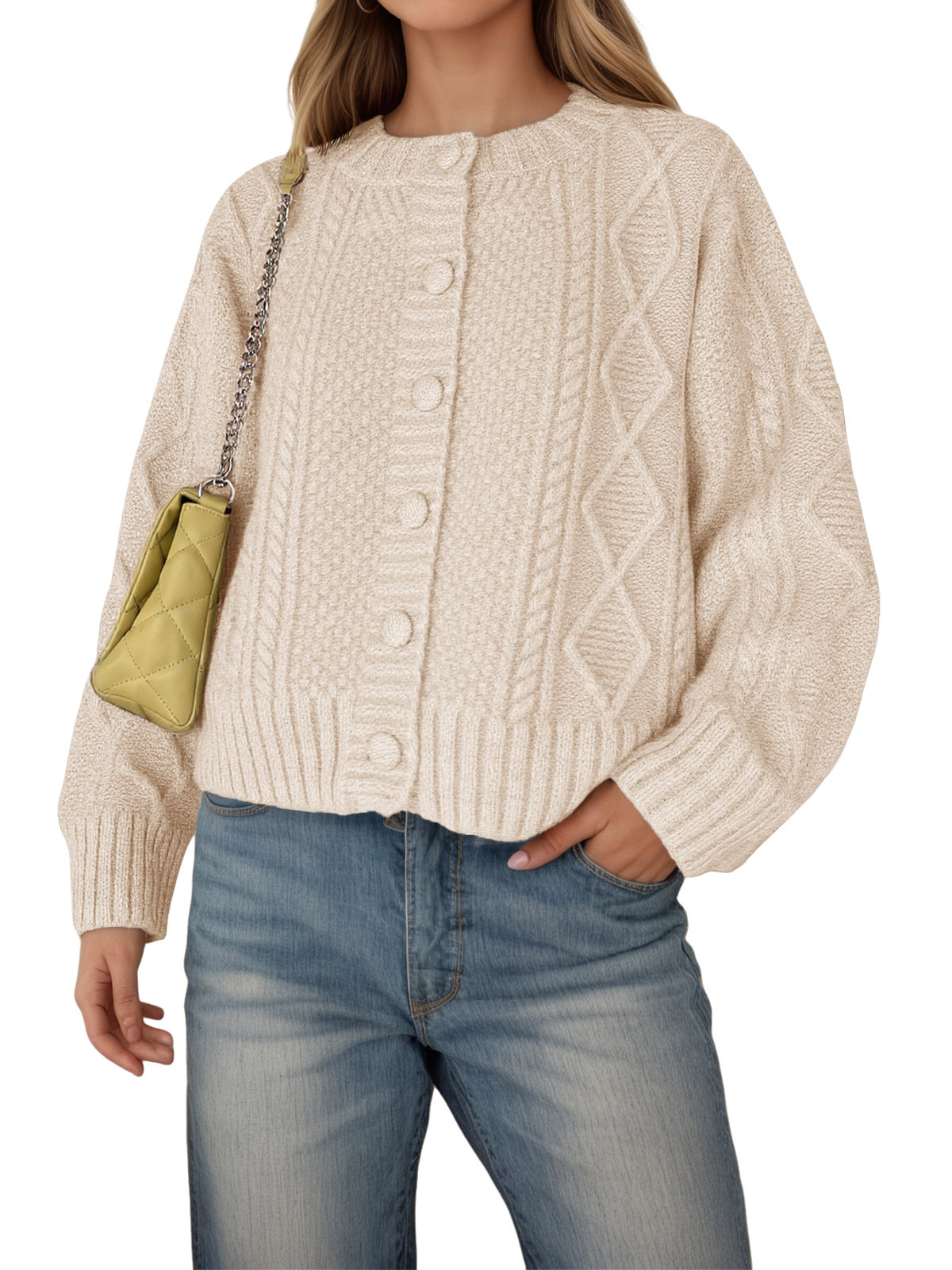 Womens Cable Knit Cardigan
