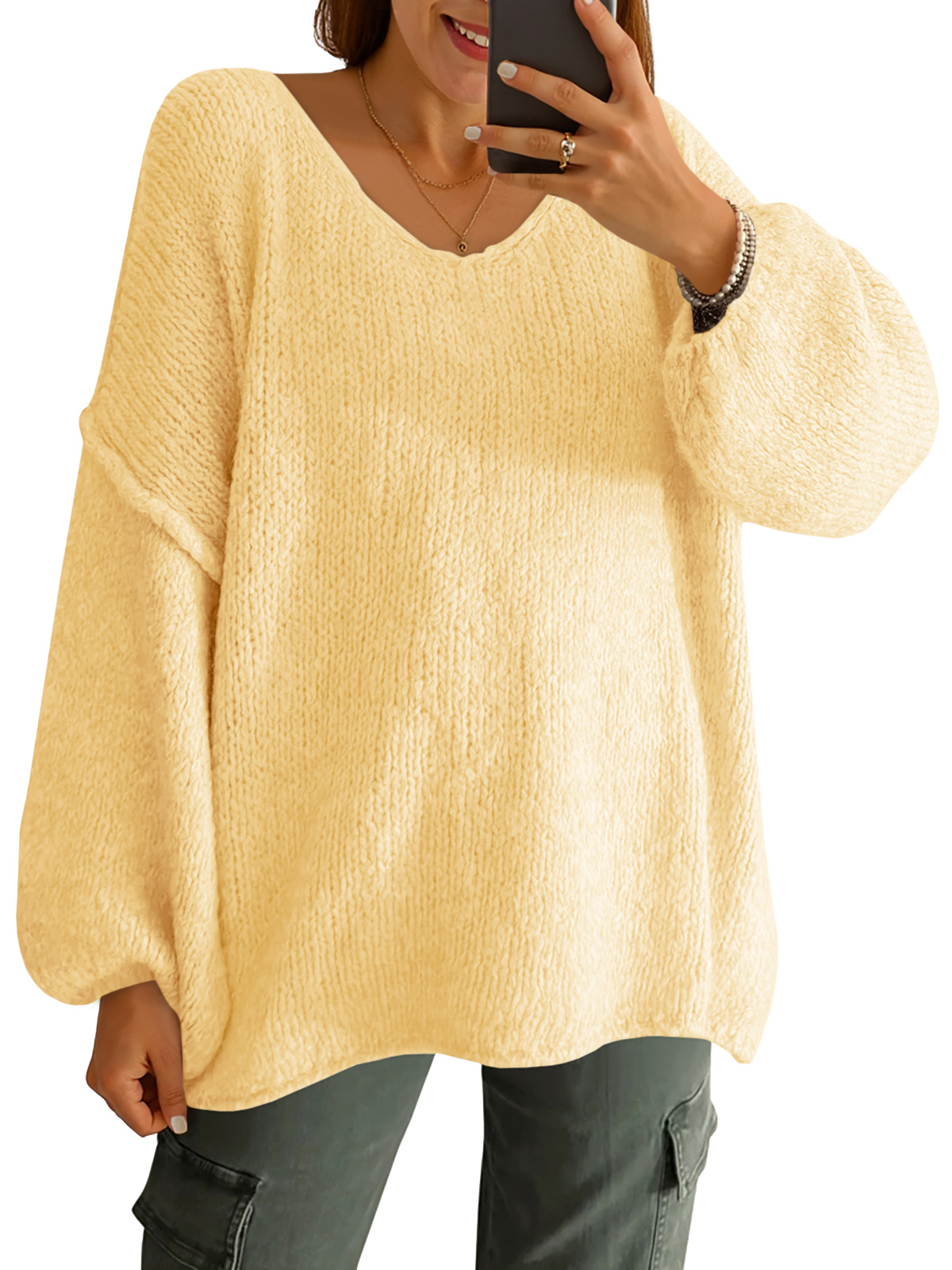 Womens Oversized V Neck Sweaters