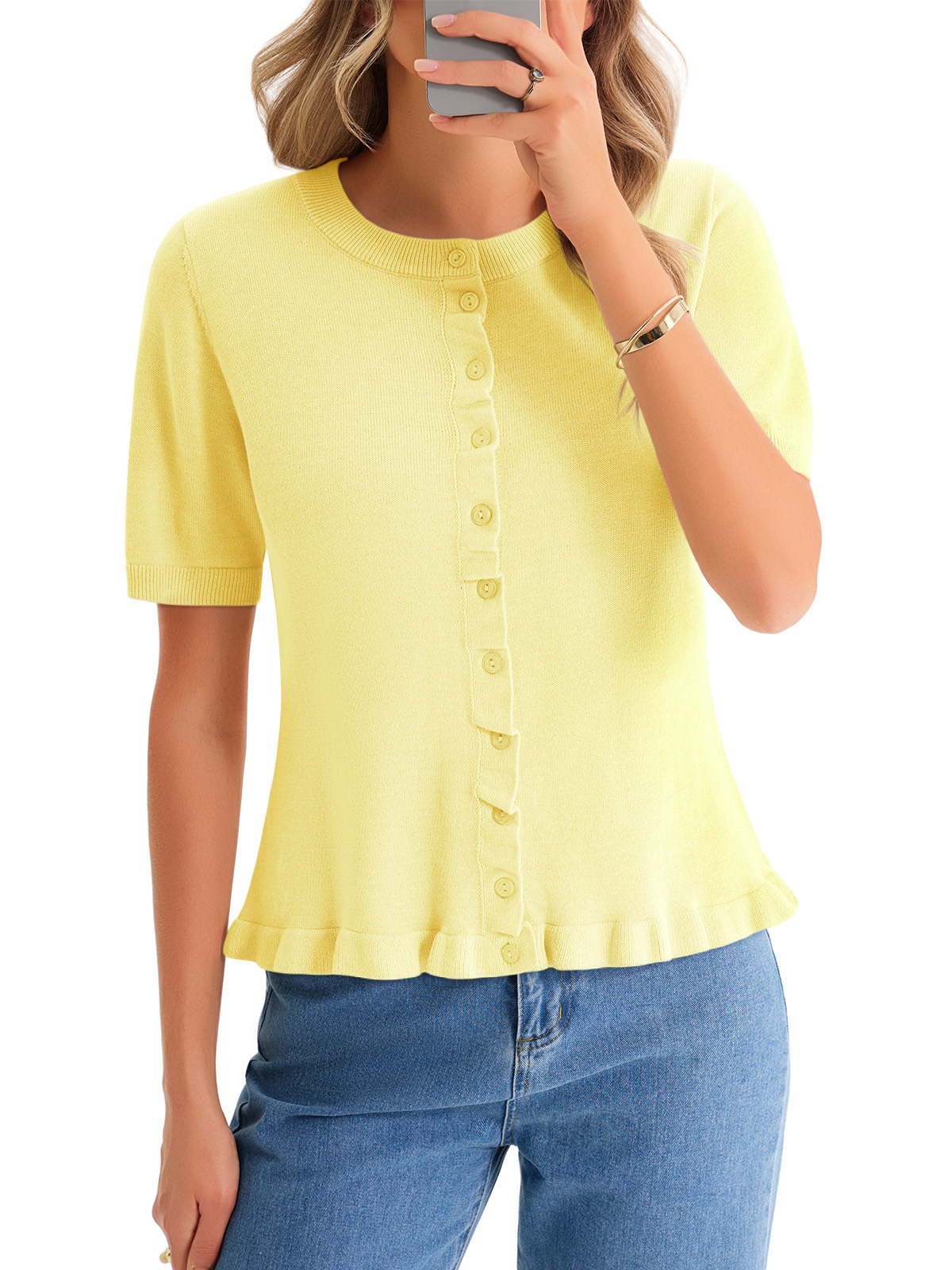 Womens Ruffle Cardigan