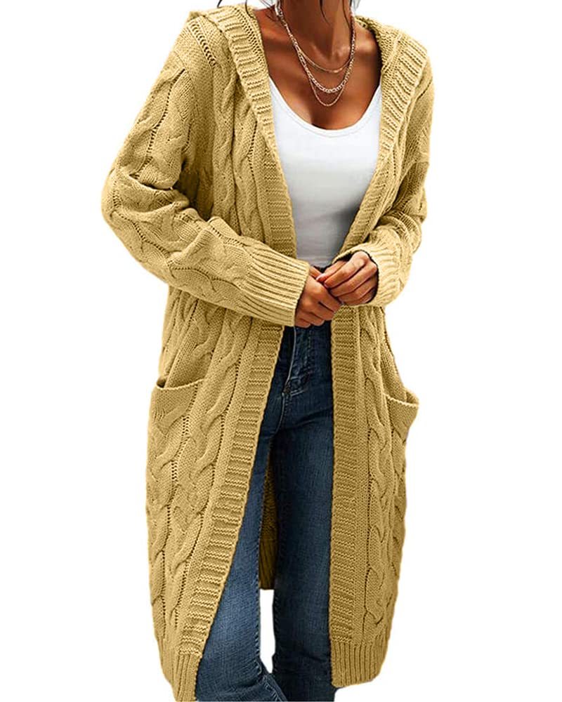 Women Hooded Open Front Cardigan