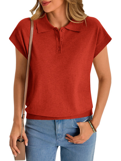 Womens Sleeveless Polo Sweater Tops