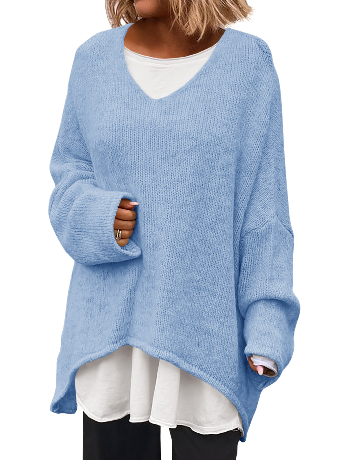 Womens Oversized V Neck Sweaters