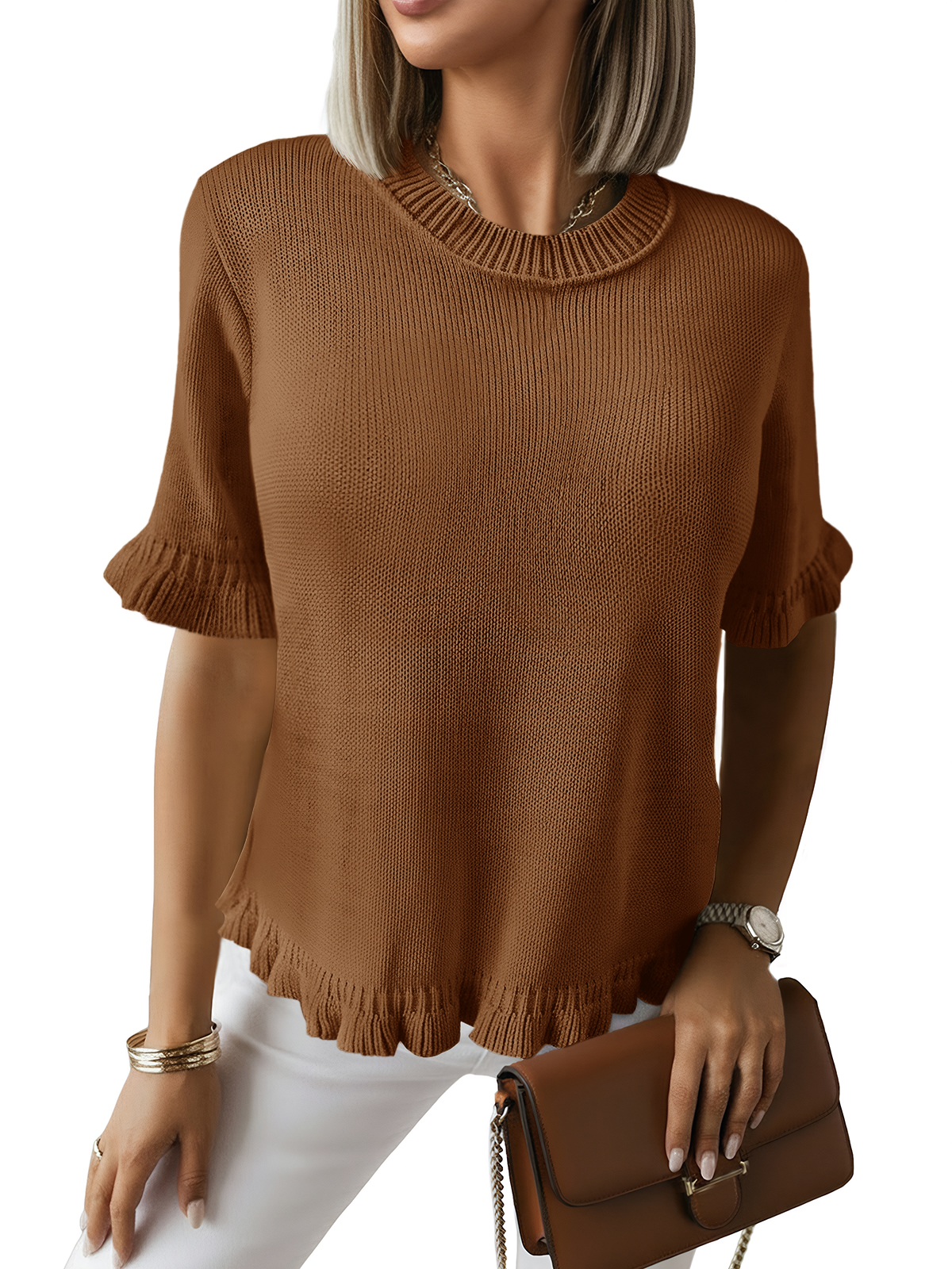 Womens Short Sleeve Sweater Tops