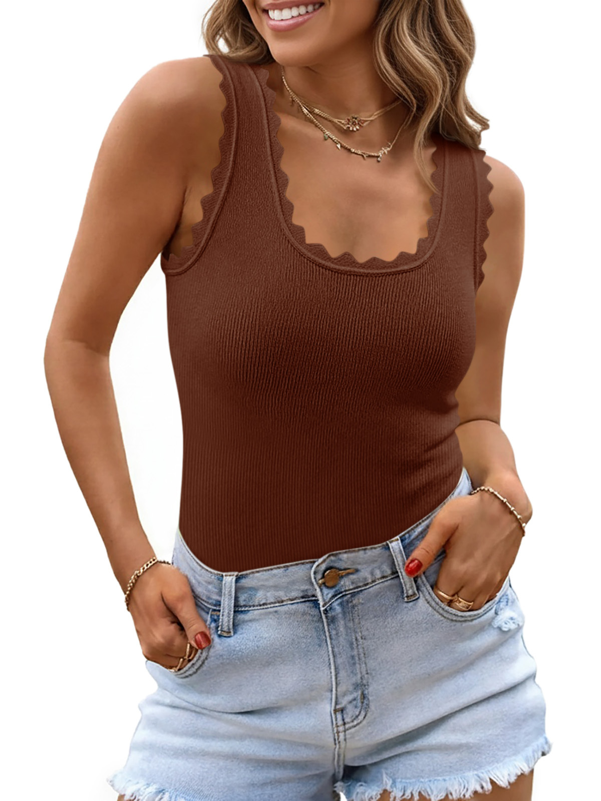 Womens Ribbed Knit Tank Top