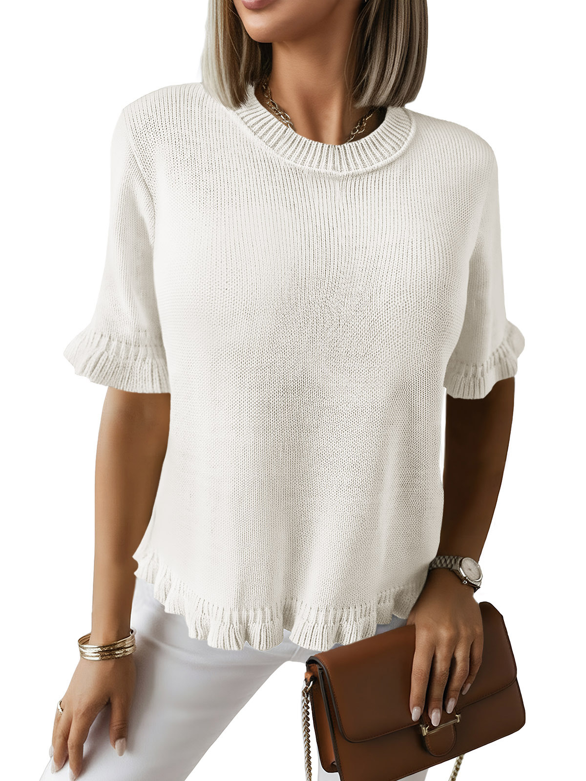 Womens Short Sleeve Sweater Tops