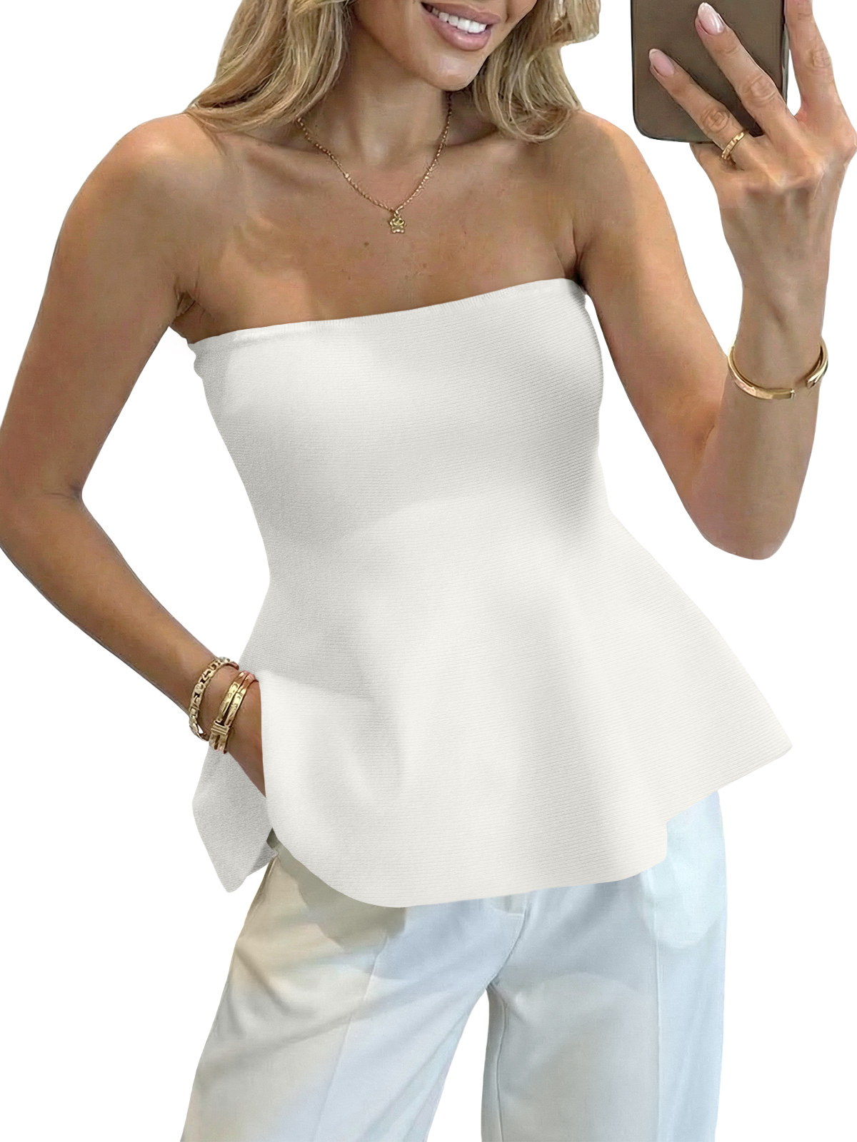Womens Peplum Tube Tops