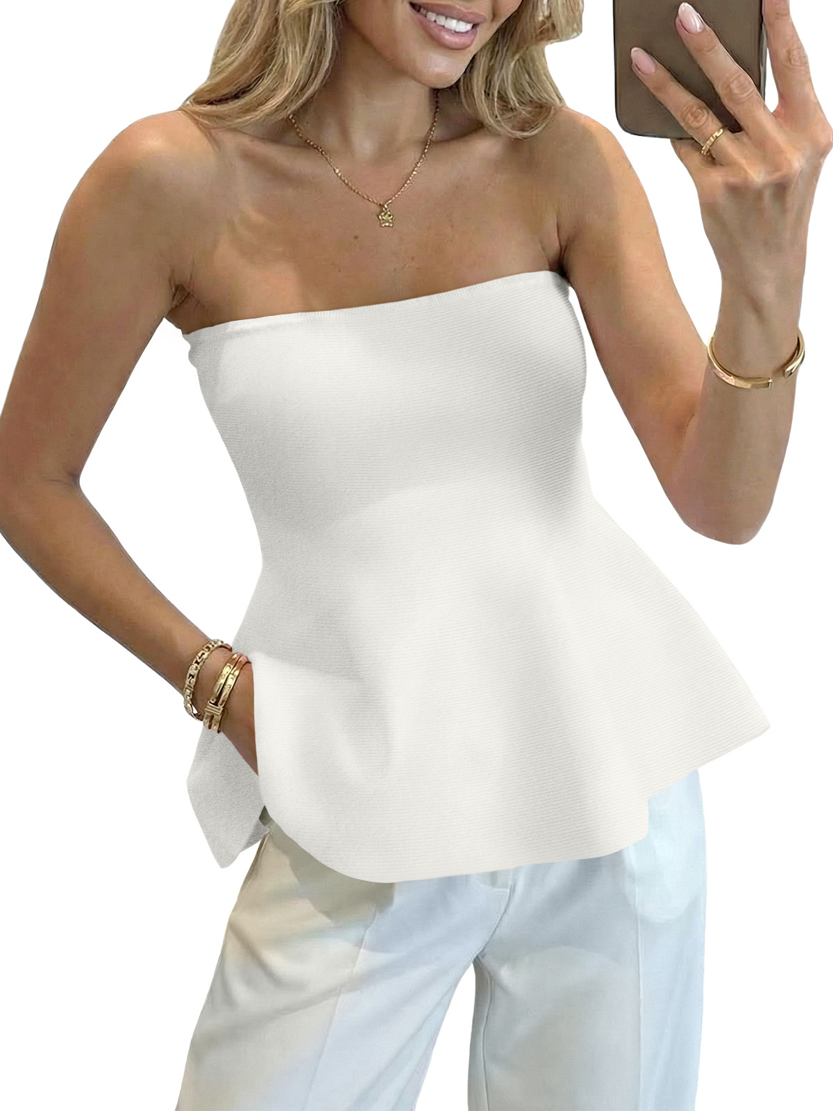 Womens Peplum Tube Tops