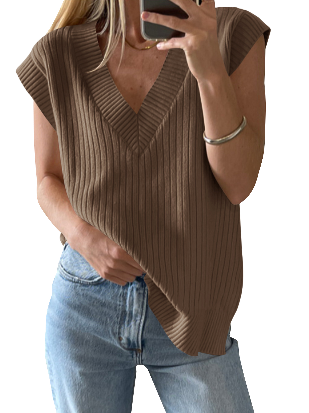 Oversized V Neck Sweater Vest