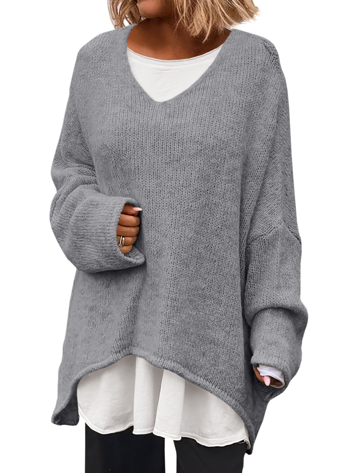 Womens Oversized V Neck Sweaters