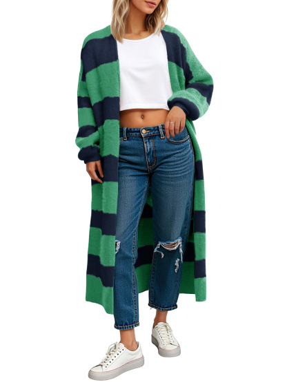 Womens Striped Long Cardigan Sweaters