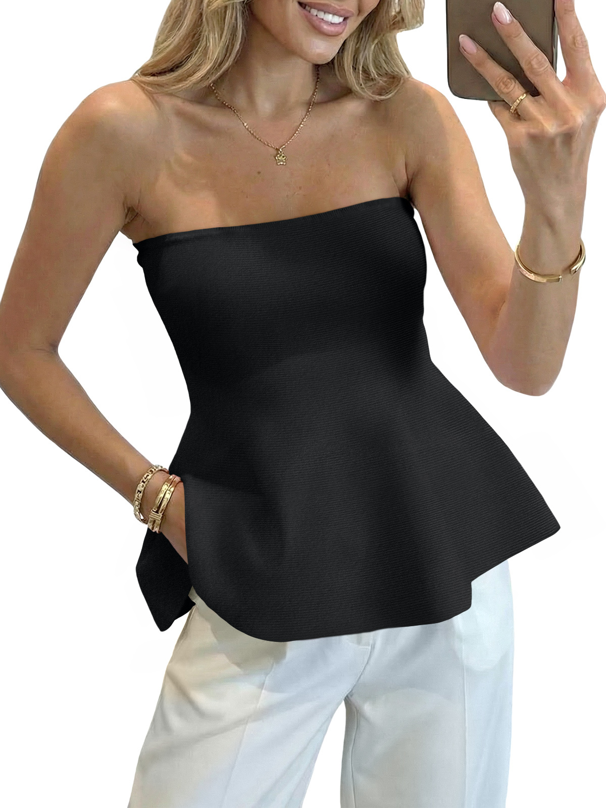 Womens Peplum Tube Tops