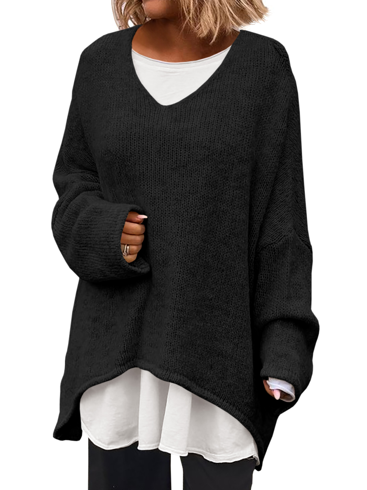 Womens Oversized V Neck Sweaters