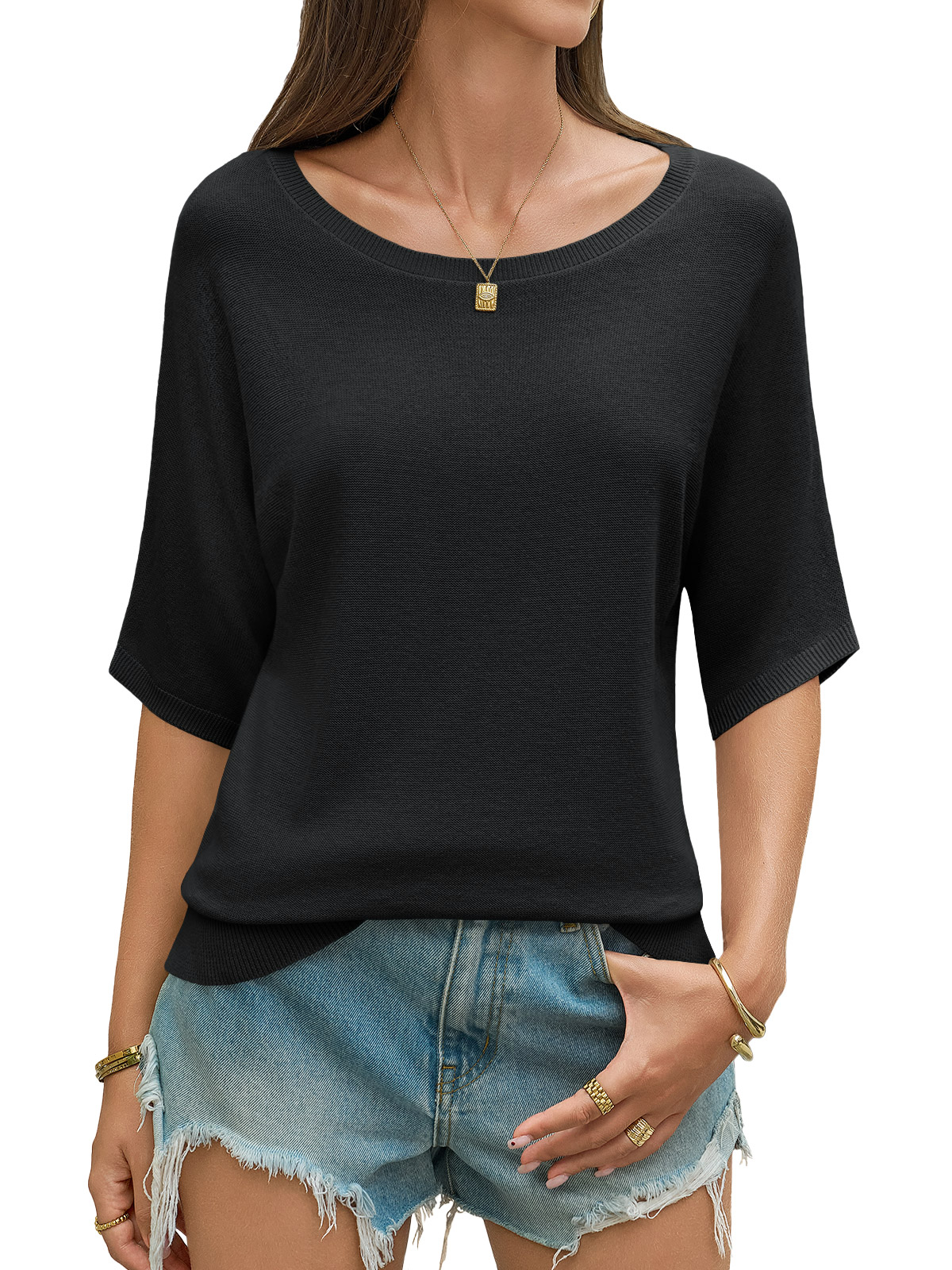 Womens Short Sleeve Sweater Tops