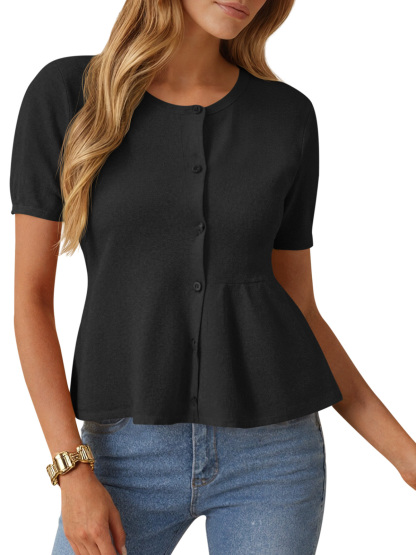 Womens Button Short Sleeve Cardigans