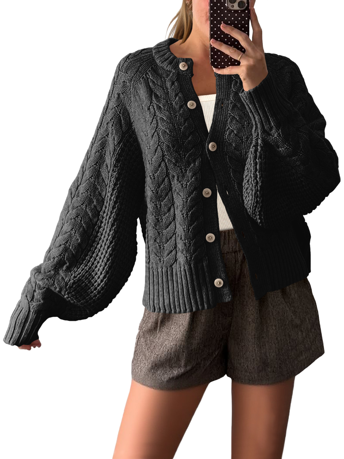 Womens Cable Knit Cardigan Sweaters