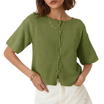 Womens Short Sleeve Cardigan
