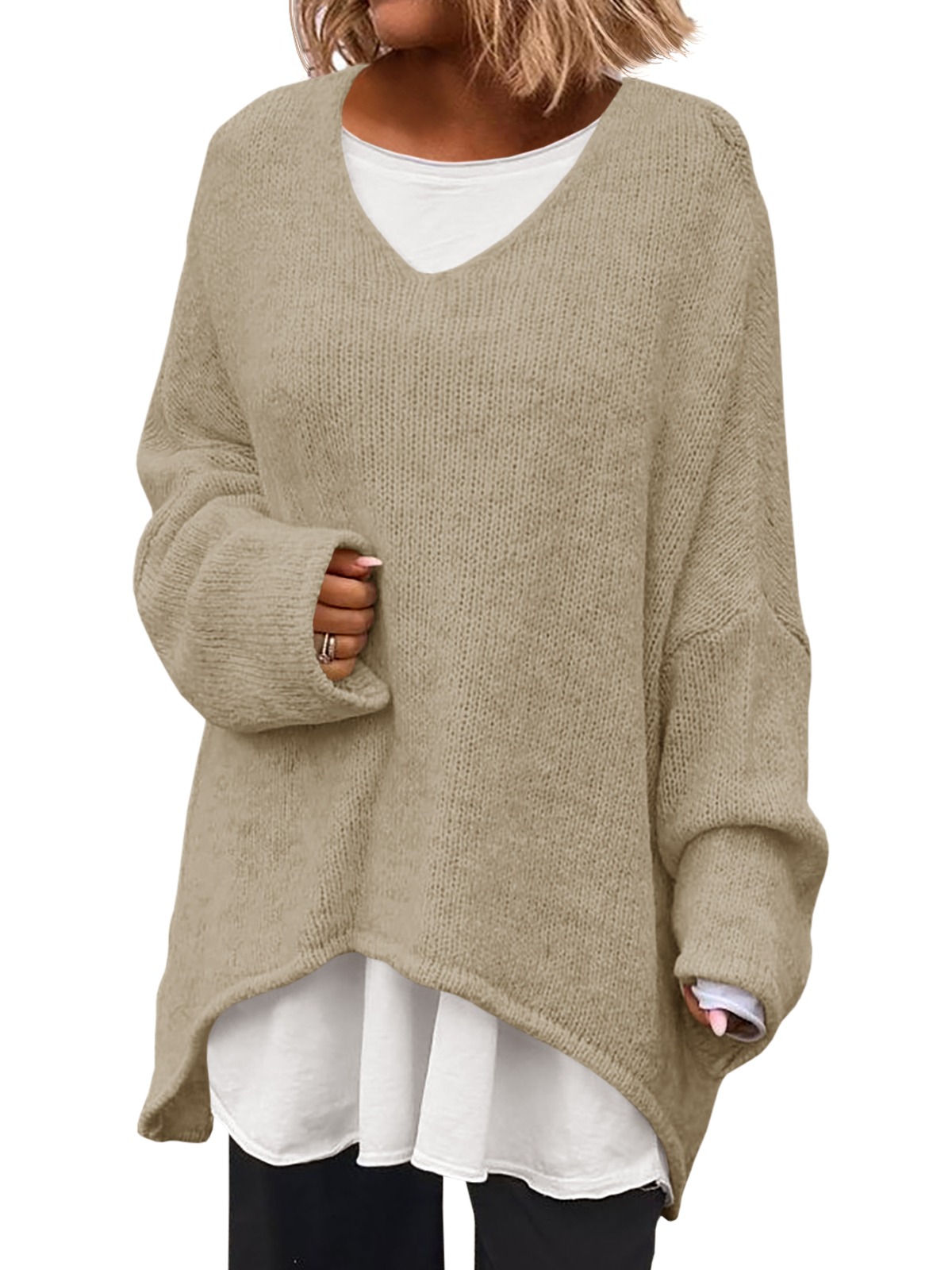 Womens Oversized V Neck Sweaters
