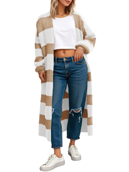Womens Striped Long Cardigan Sweaters