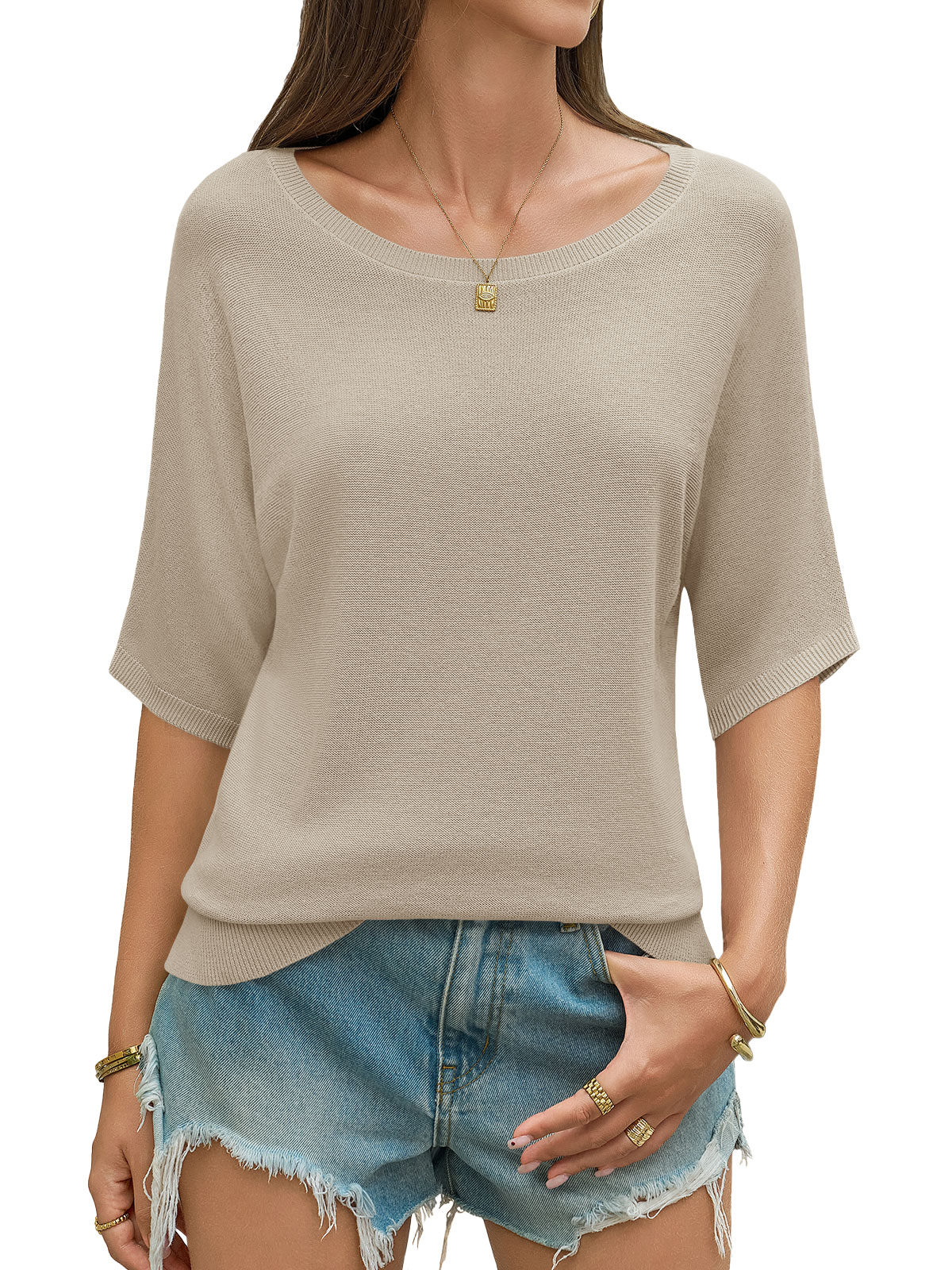 Womens Short Sleeve Sweater Tops