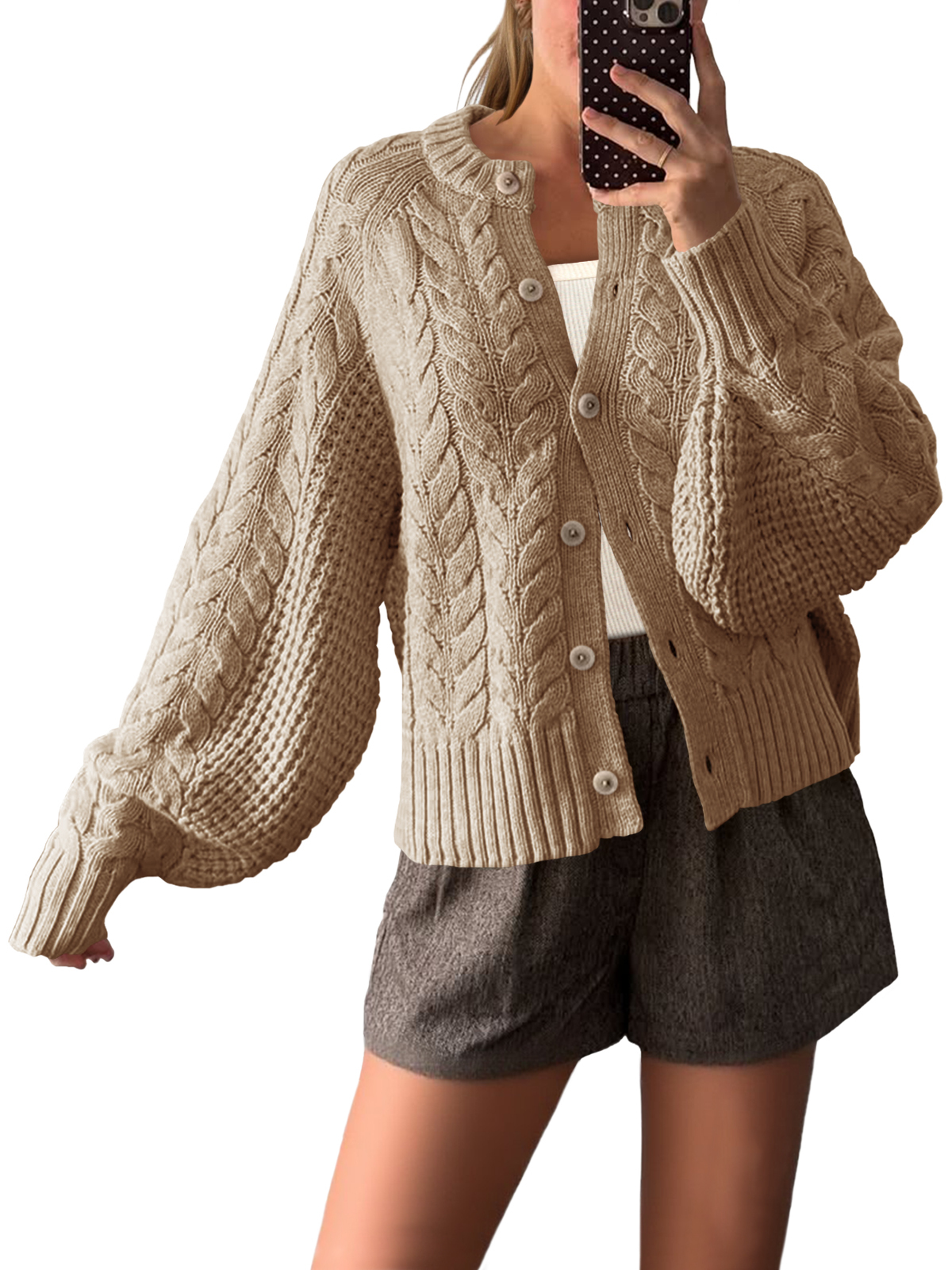 Womens Cable Knit Cardigan Sweaters