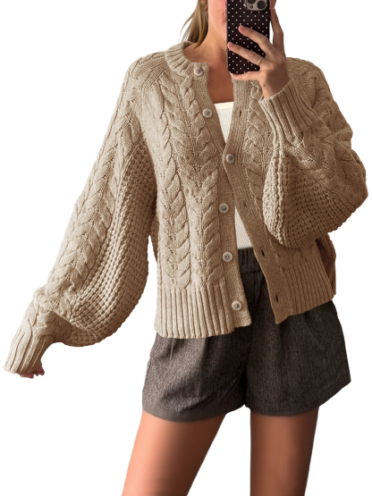 Womens Cable Knit Cardigan Sweaters