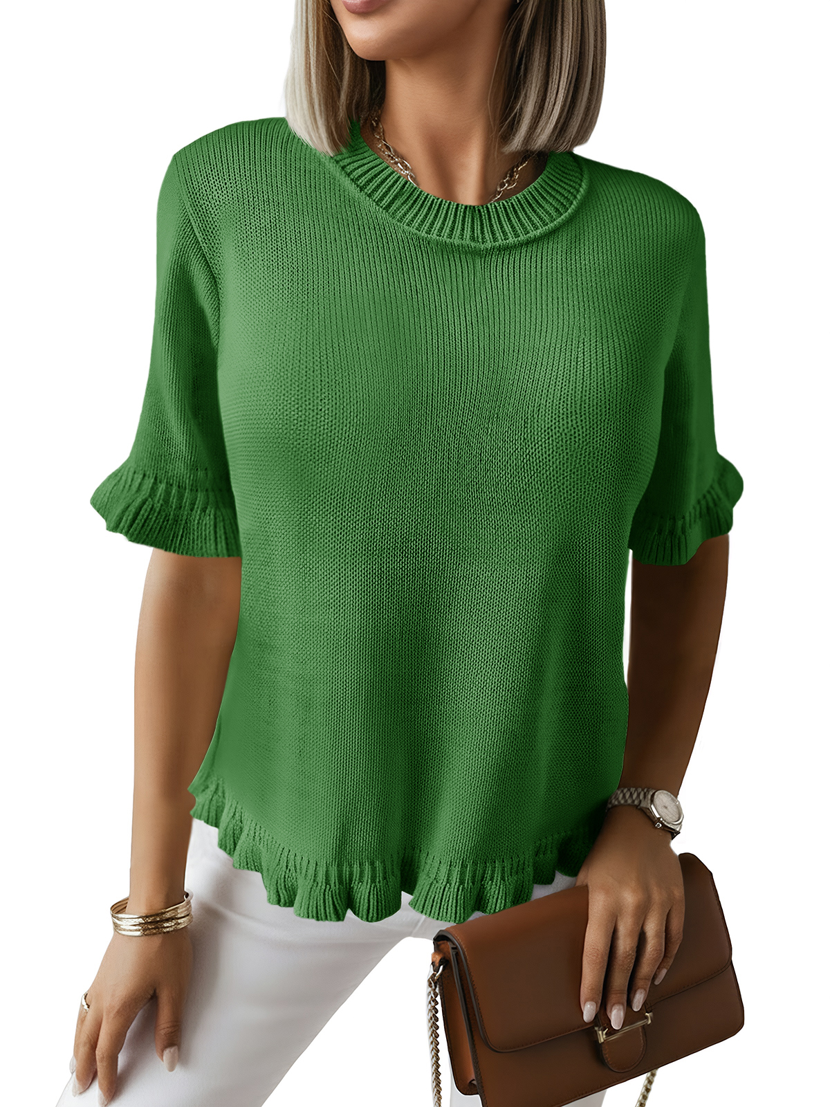 Womens Short Sleeve Sweater Tops