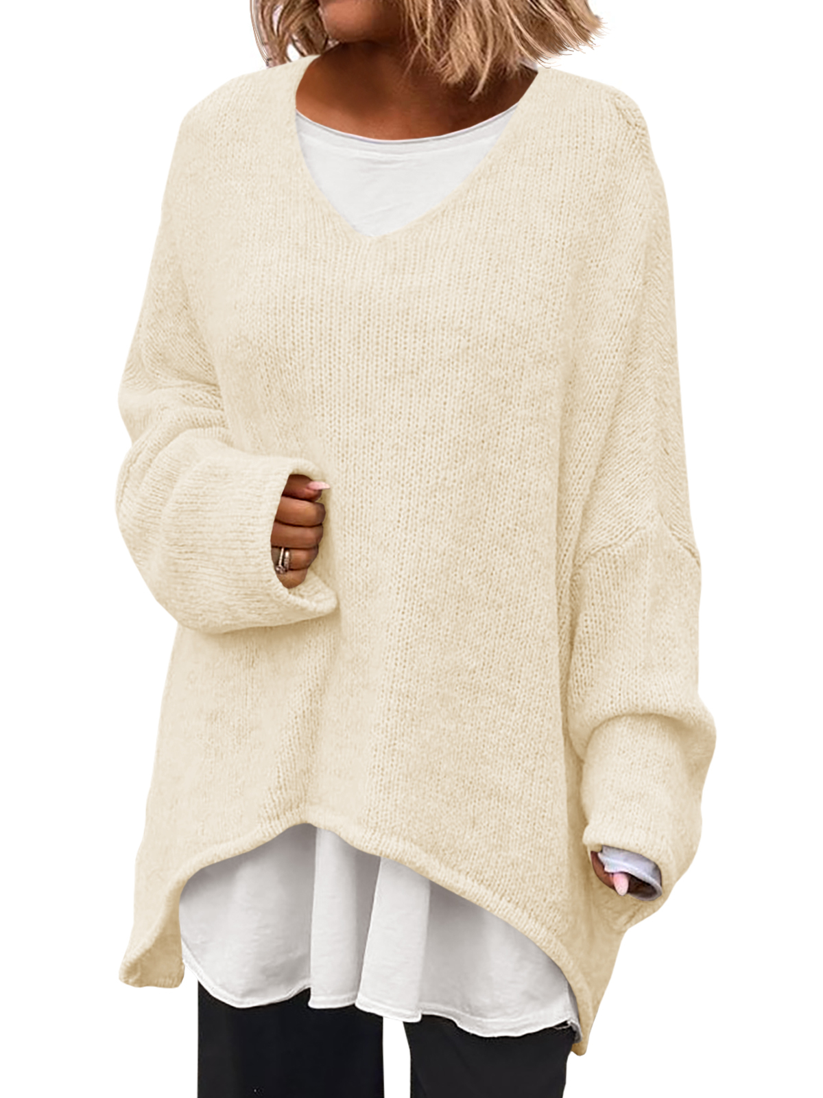 Womens Oversized V Neck Sweaters