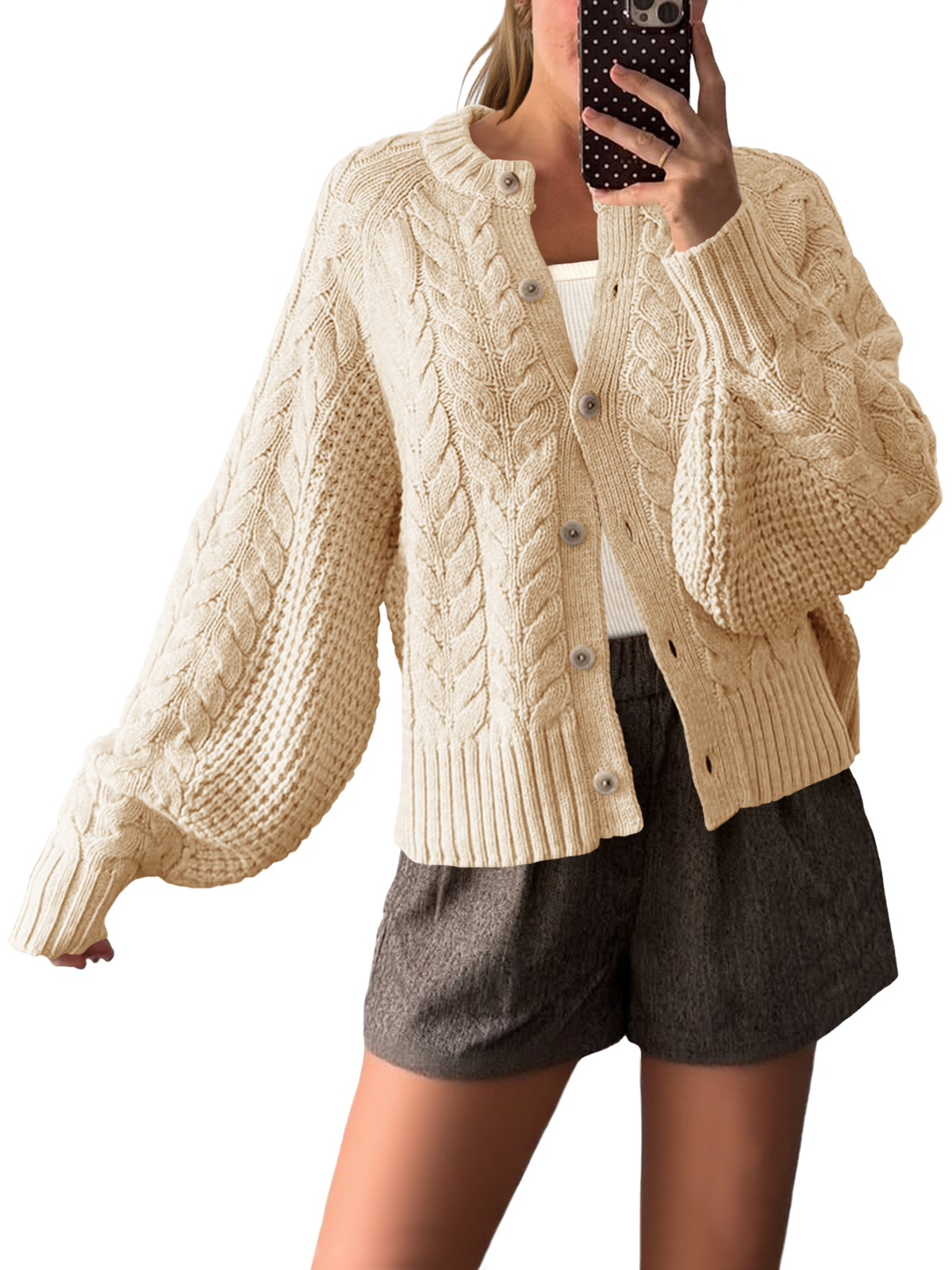 Womens Cable Knit Cardigan Sweaters