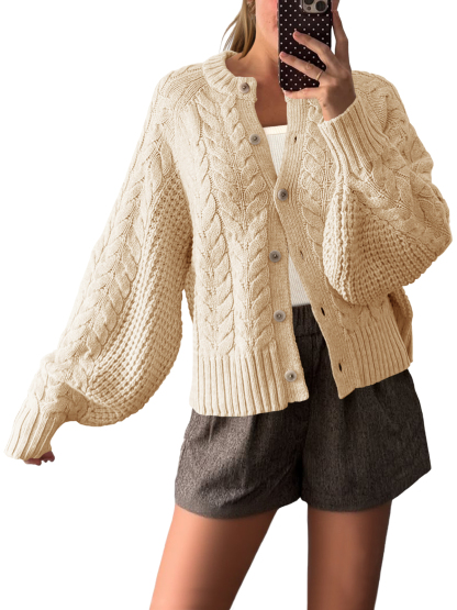 Womens Cable Knit Cardigan Sweaters