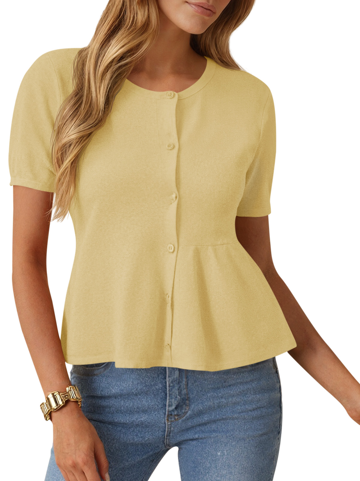 Womens Button Short Sleeve Cardigans