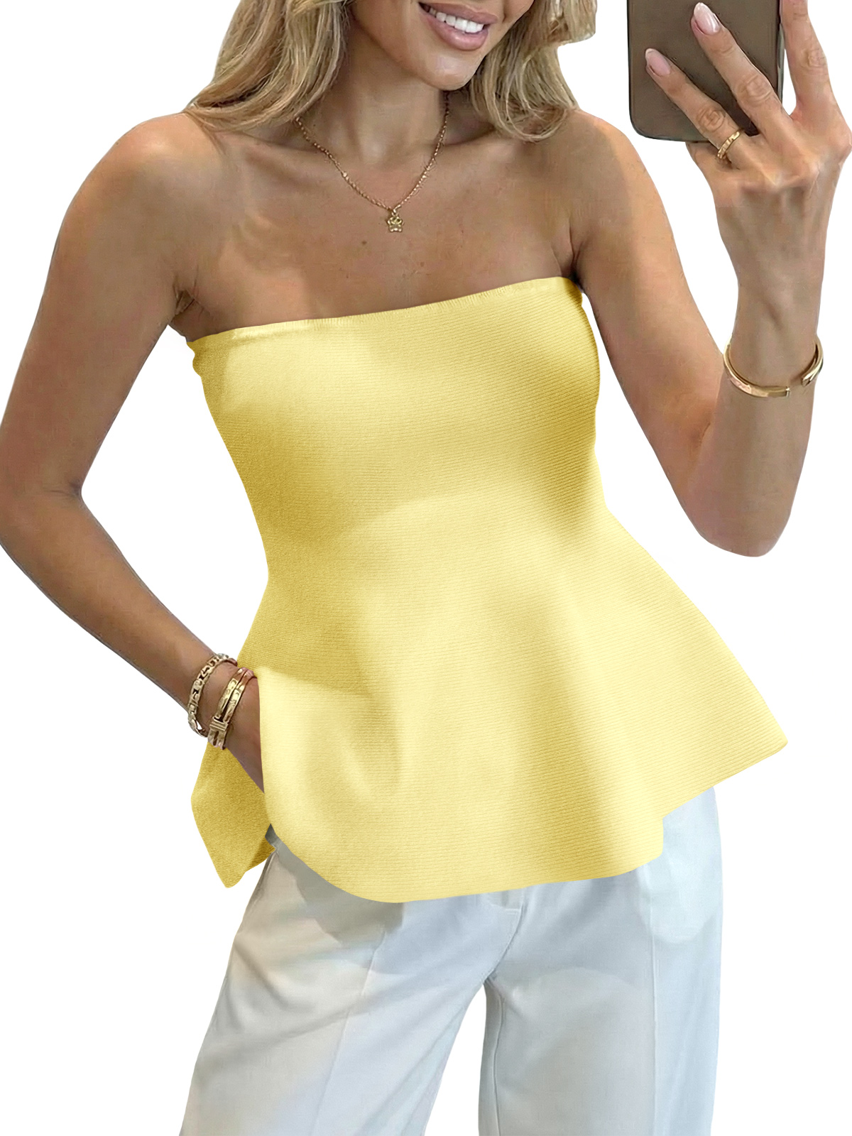 Womens Peplum Tube Tops