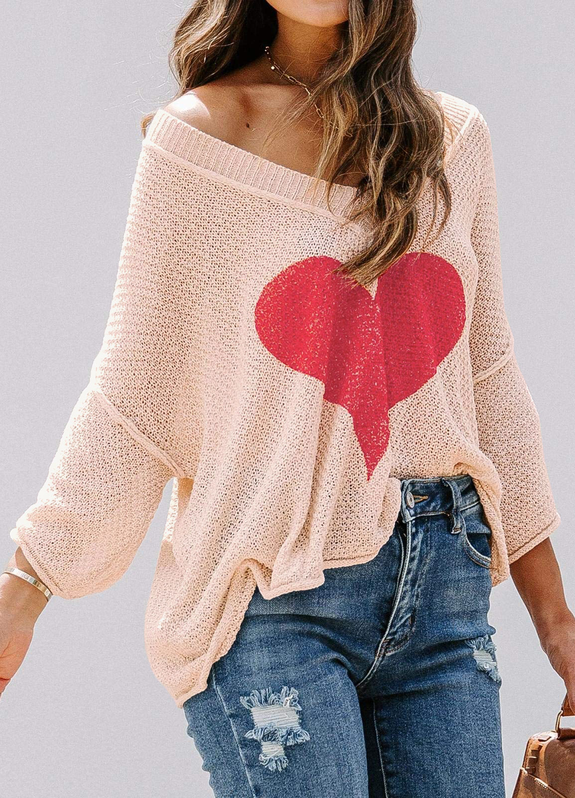Womens Cute Heart Sweater