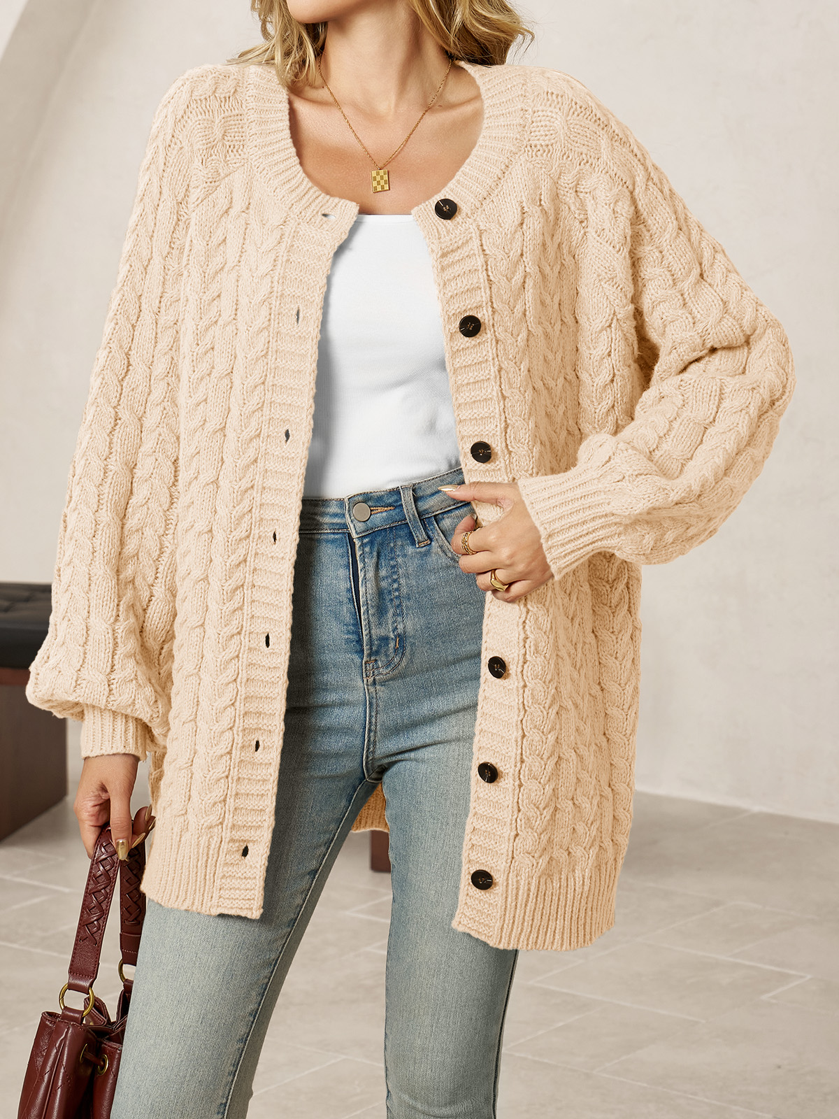 Womens Cable Knit Cardigans