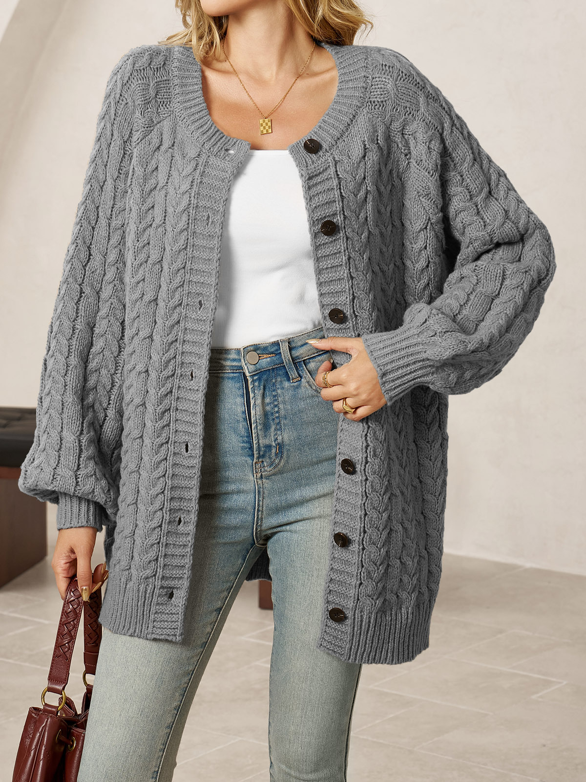 Womens Cable Knit Cardigans