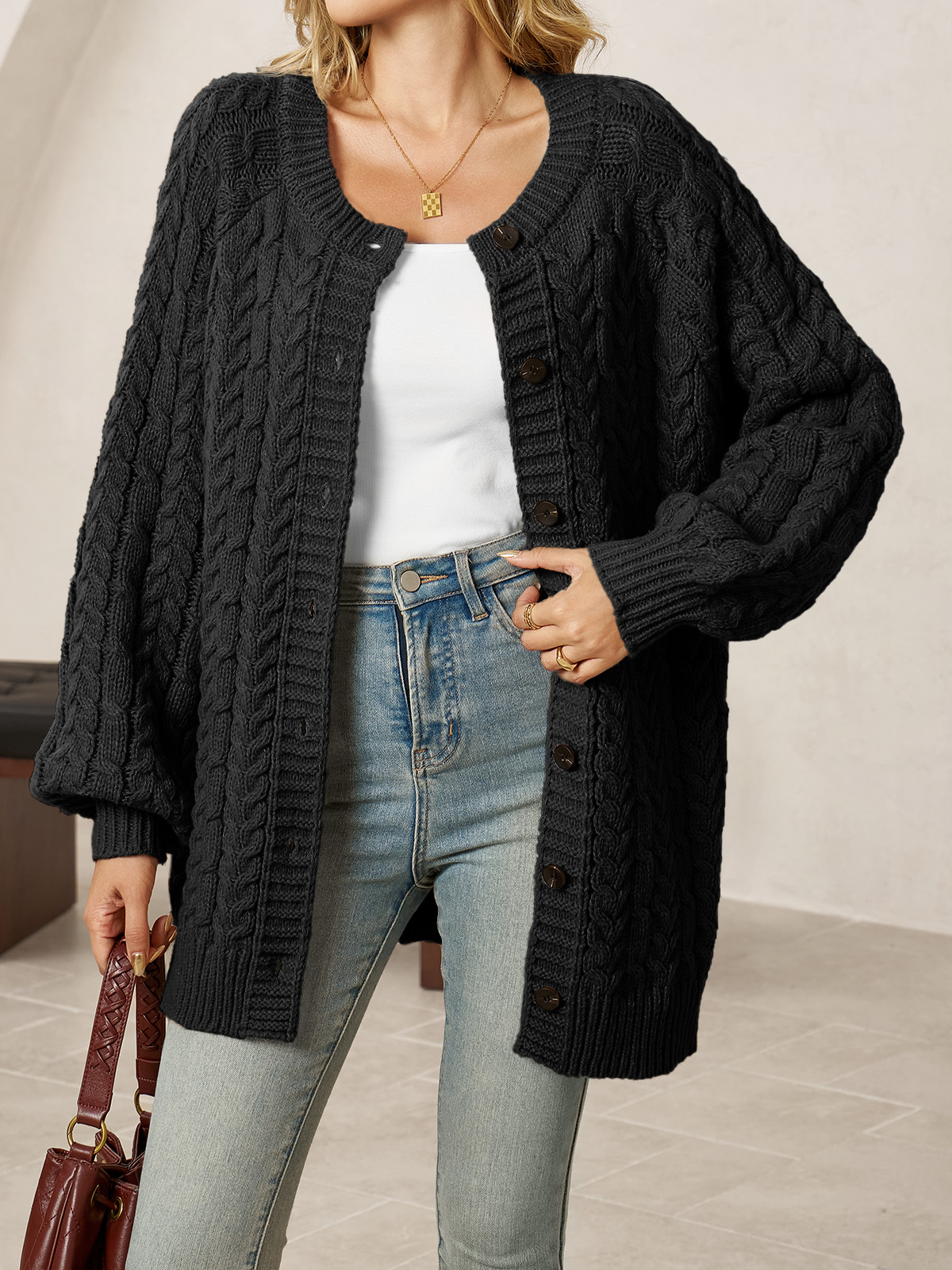 Womens Cable Knit Cardigans
