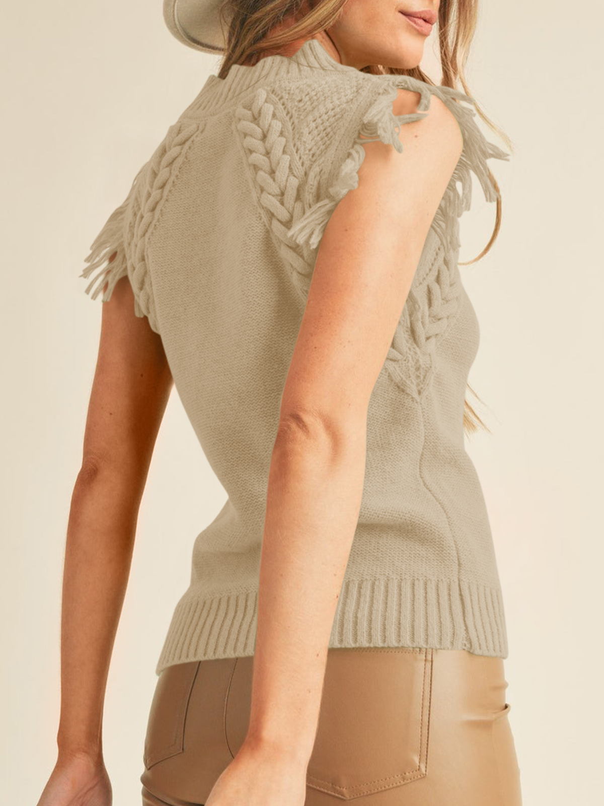 Sleeveless Mock Neck Sweater Vest