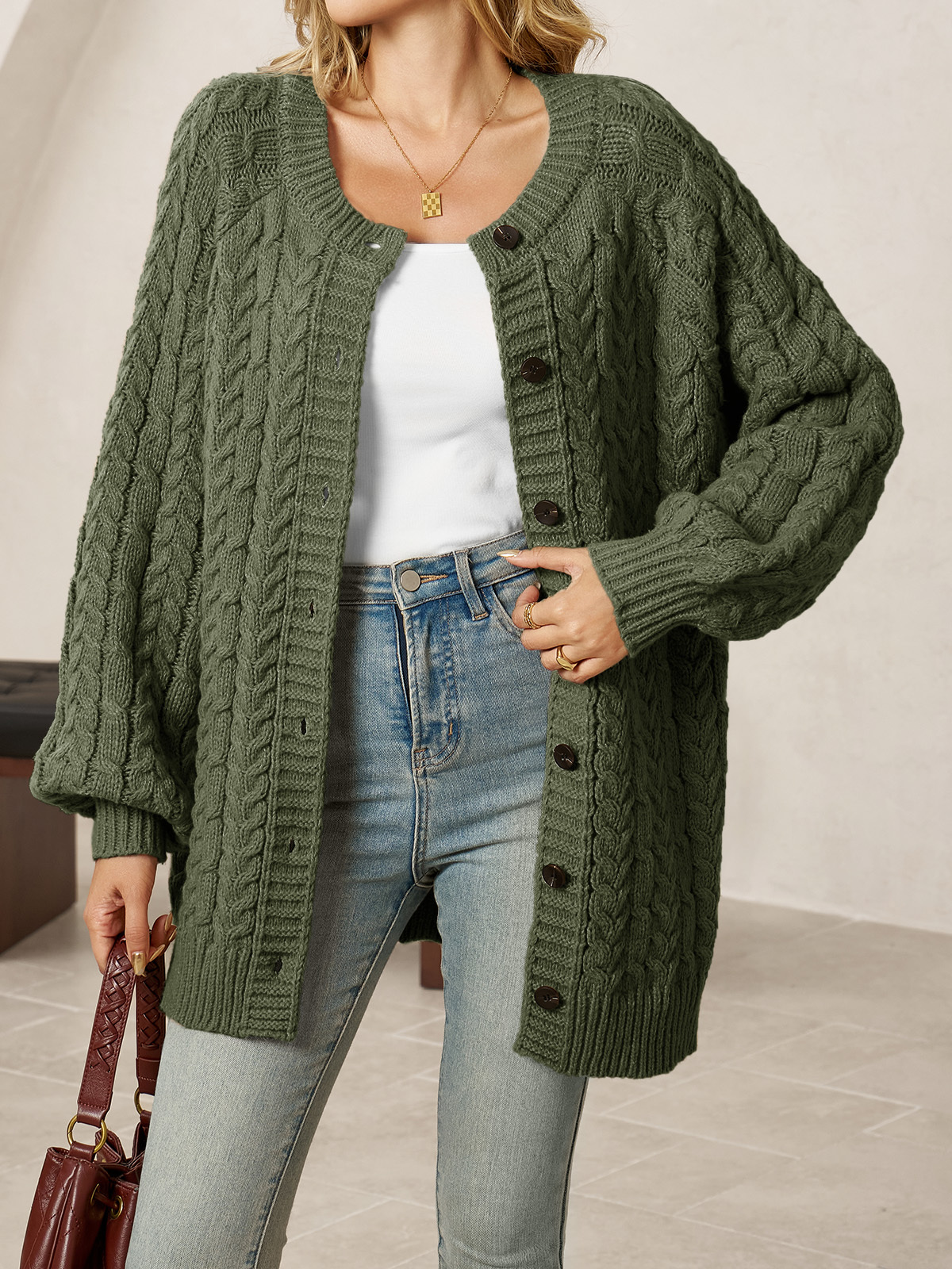 Womens Cable Knit Cardigans