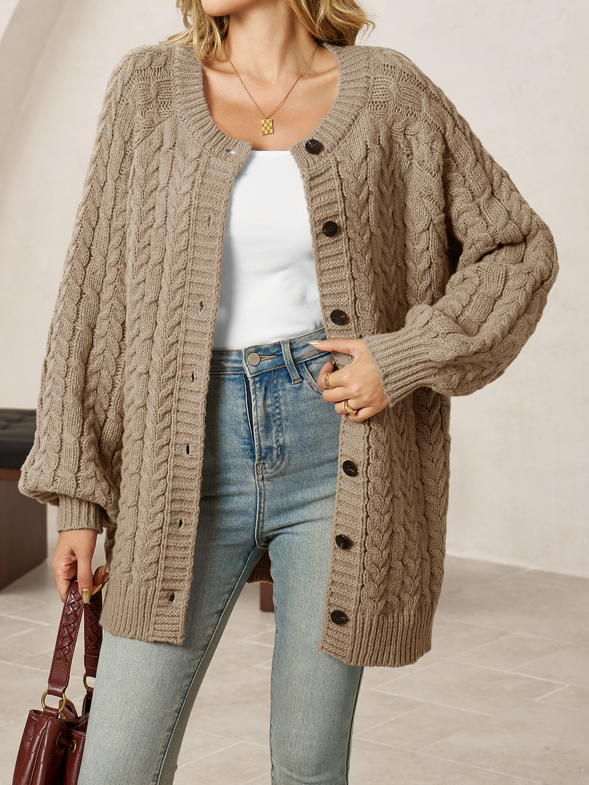 Womens Cable Knit Cardigans