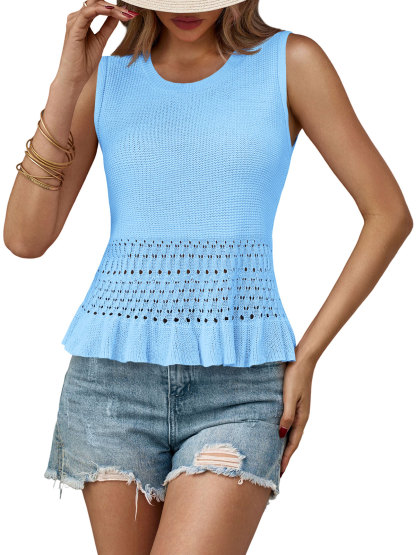 Crochet Crop Sleeveless Tank Tops
